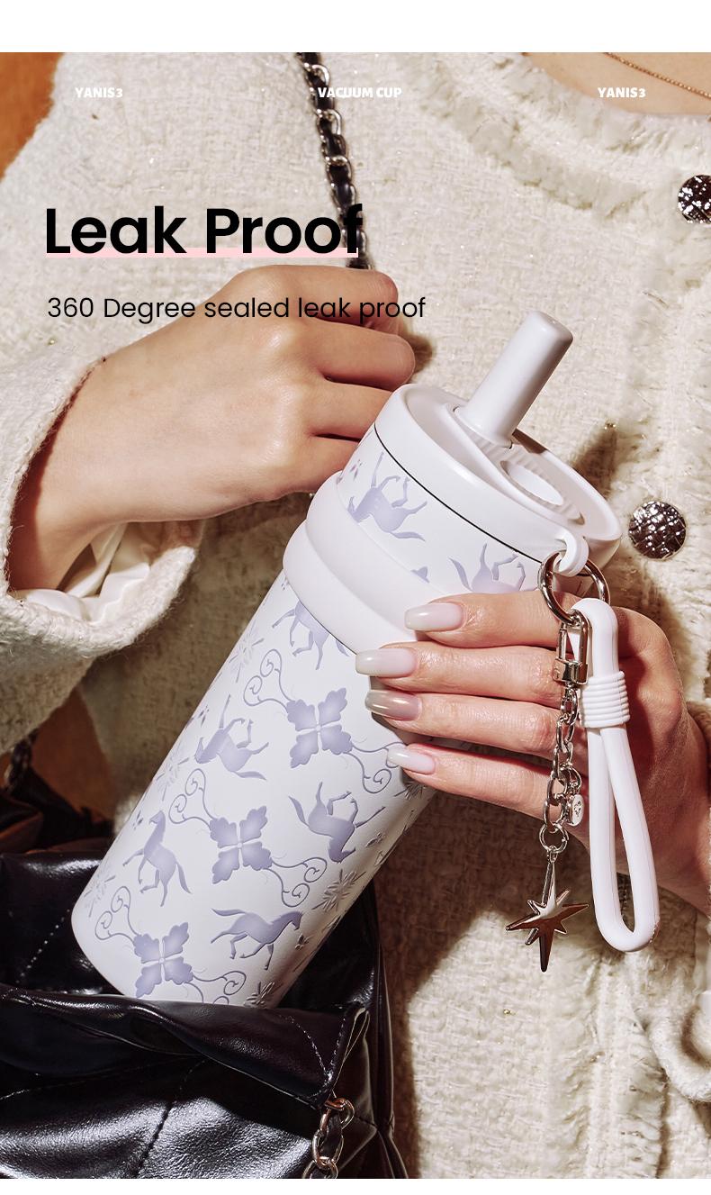 YANIS 3 Large-capacity Outdoor High-visibility Style Ladies and Gentlemen Universal Fashionable Picnic Insulated Cup-C003 Drinkware Flasks 550ml 316L Inner Liner Portable Tumbler Mug Bottles Bottled C003-White Water Bottles