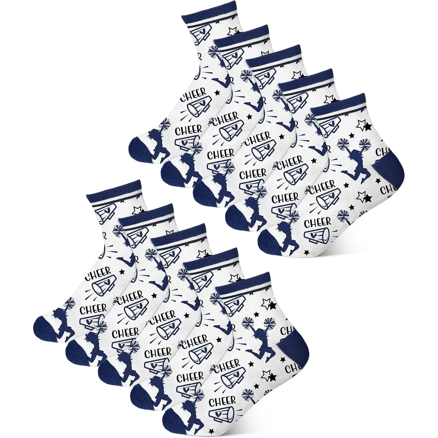 24 Pairs Ankle Cheer Socks Cheerleading Team Cheerleader Socks for Women Girls Cheer Accessories Gifts