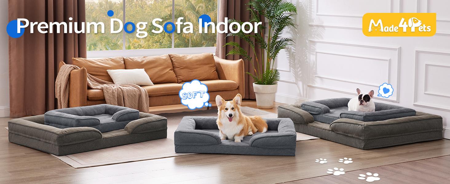 Made4pet Orthopedic Dog Beds for Large Dogs, Dog Sofa Couch Egg-Crate Foam  Pet Couch Bed with Washable Waterproof Cover