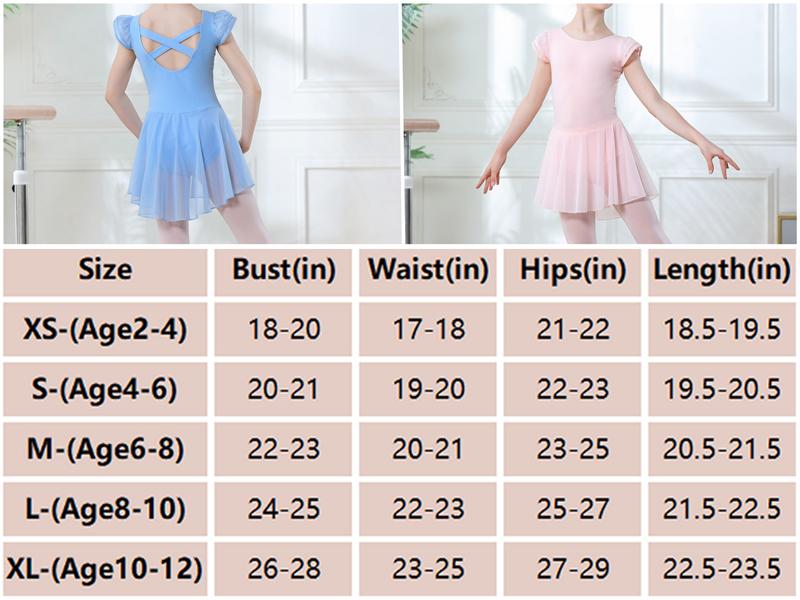 Girls Ballet Leotard with Skirt, Toddler Dance Dress, Flutter Sleeve Criss-Cross Back Ballet Outfit