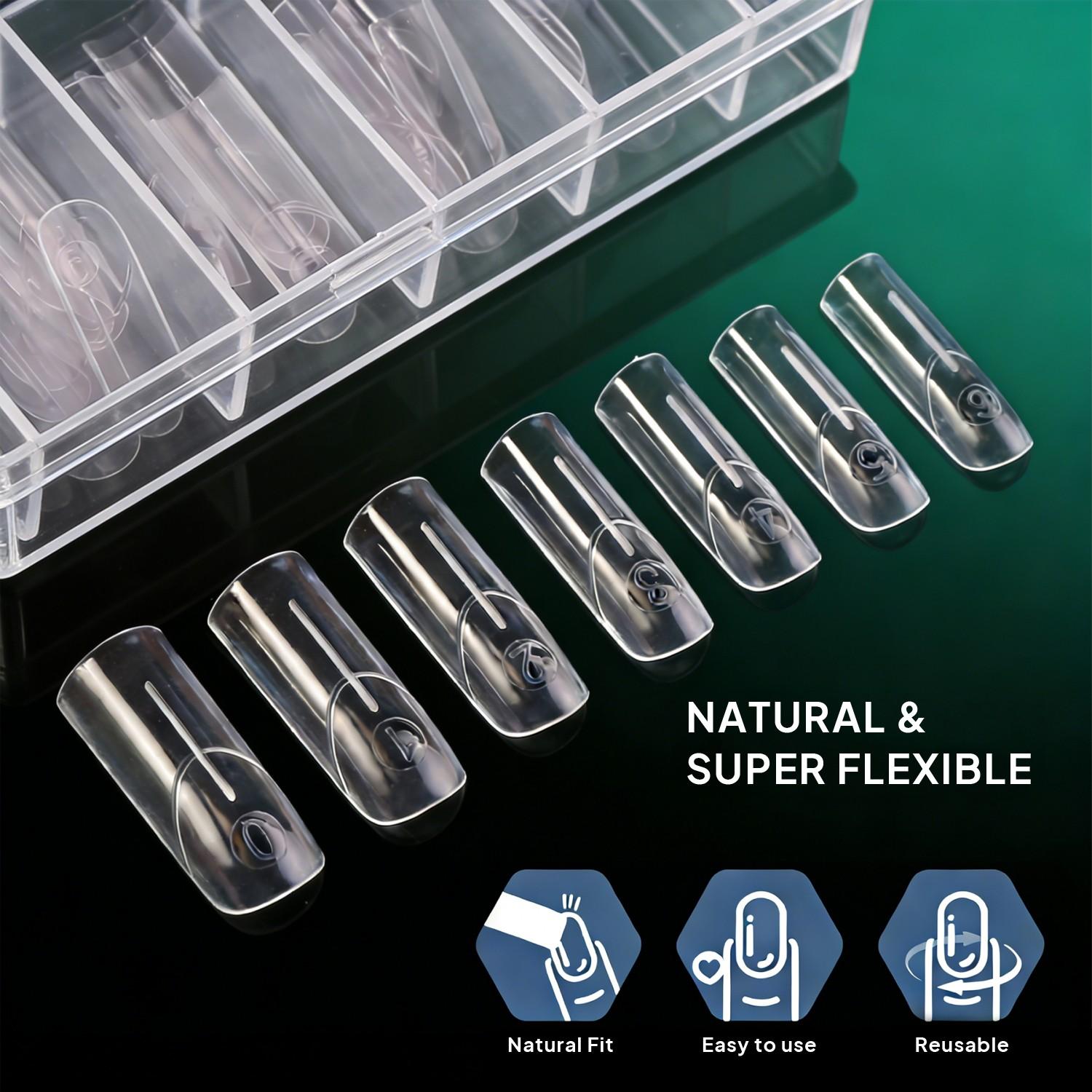 140Pcs French Dual Forms C-Curve Ultra-Thin Transparent Shaping For Salon & Home Use