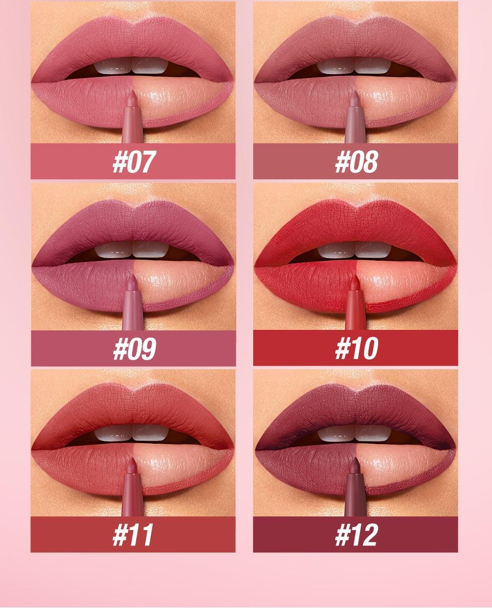 Sculpting Matte Velvet Lip Liner 12Pcs Set,Smooth Creamy Texture,Waterproof And High Pigmented For Girls Daily Application Lip Makeup Eyeliner Lipliner Kit