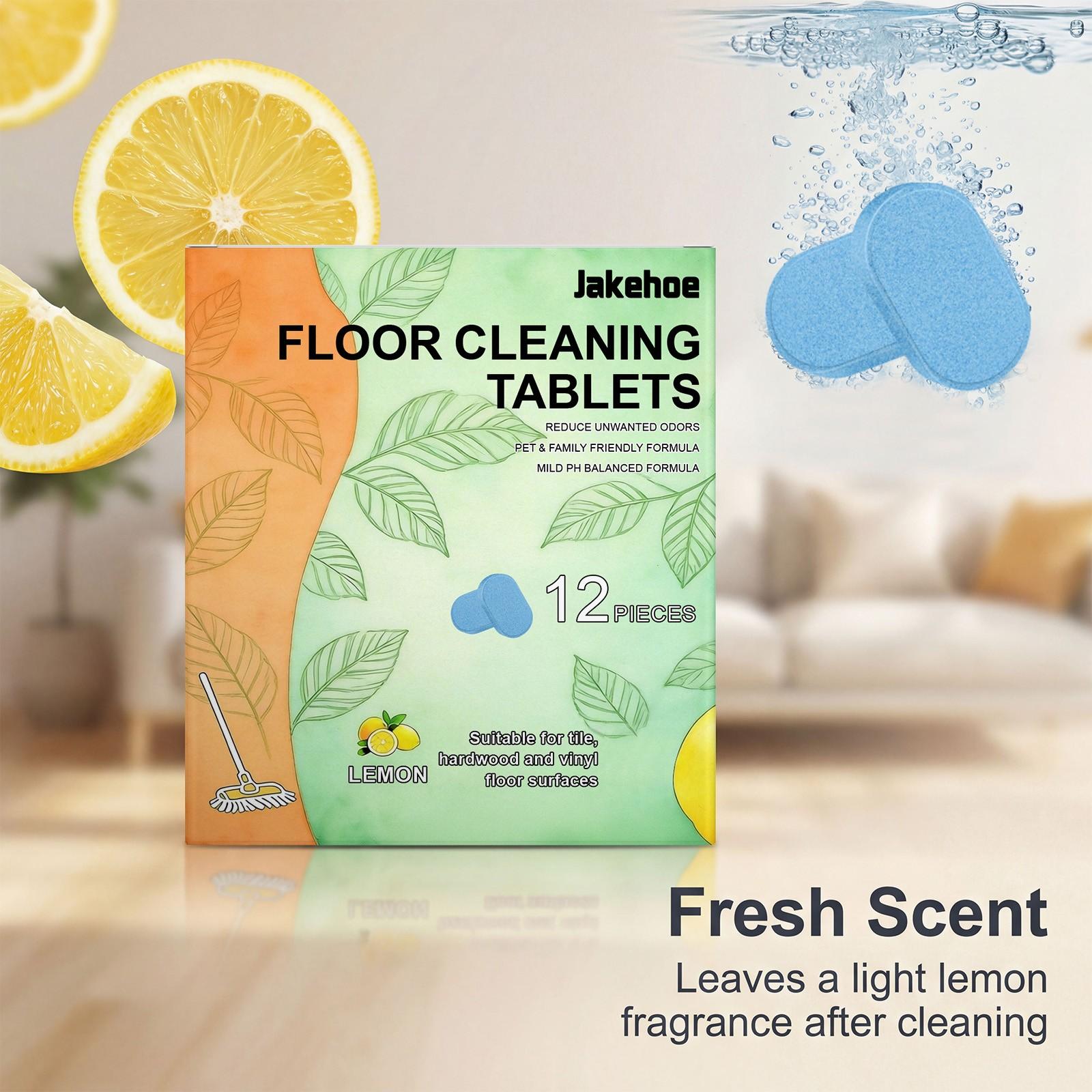 Floor Cleaning Tablets, 12 Pieces Per Pack, Tile Hardwood Floor Cleaner Stain Removal Fragrant Clean Shine Effervescent Tablets