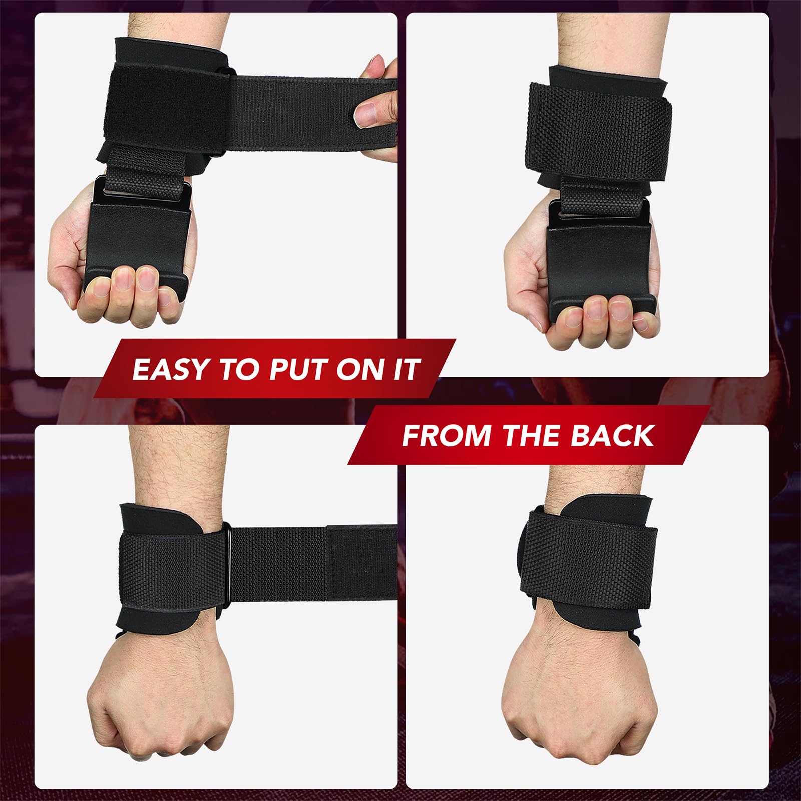 Heavy‑Duty Weight Lifting Hooks & Wrist Straps – Grip Support for Deadlifts, Pull‑Ups, Shrugs – Gym Essential for Men & Women