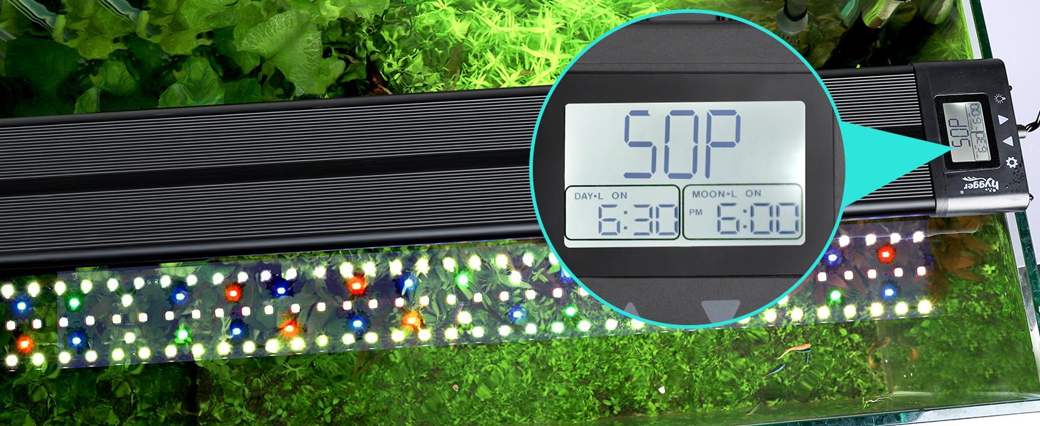hygger Aquarium Programmable LED Light, for 12~55in Long Full Spectrum Plant Fish Tank Light with LCD Setting Display, 7 Colors, Sunrise Sunset Moon and DIY Mode, for Novices Advanced Players