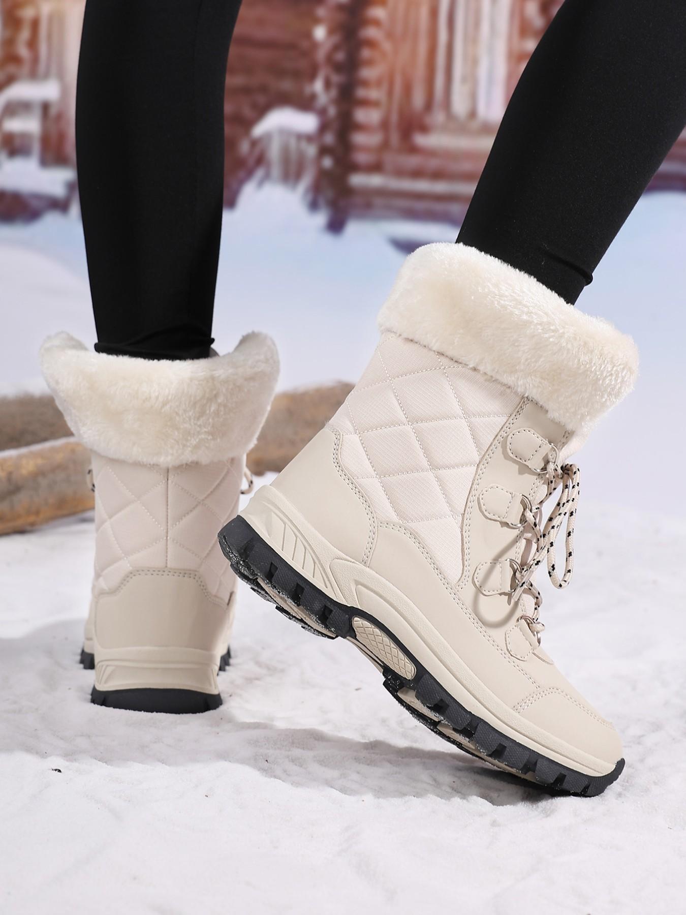 Women's High-Quality Winter Snow Boots - Waterproof Warm Furry Mid-Calf Hiking Boots Outdoor Boots Fluffy Snow Boots