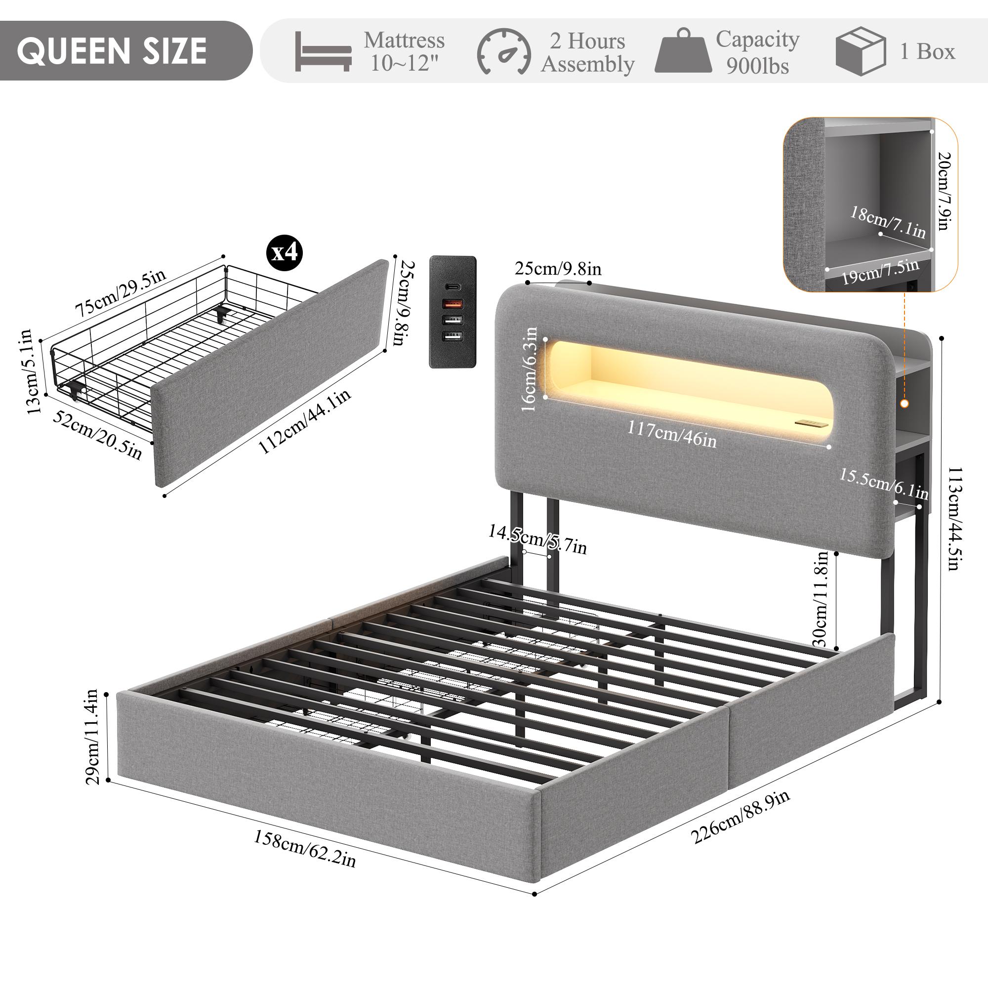 HOSTACK LED Bed Frame with Storage Headboard & Charging Station Modern Platform Bed with USB Ports Velvet Upholstered Twin/Full/Queen Sizes No Box Spring Needed Easy Assembly Bedroom Bedframe, No mattress HOSTACK LED Bed Frame with Storage Headboard & Charging Station Modern Platform Bed with USB Ports Velvet Upholstered Twin/Full/Queen Sizes No Box Spring Needed Easy Assembly Bedroom Bedframe, No mattress
