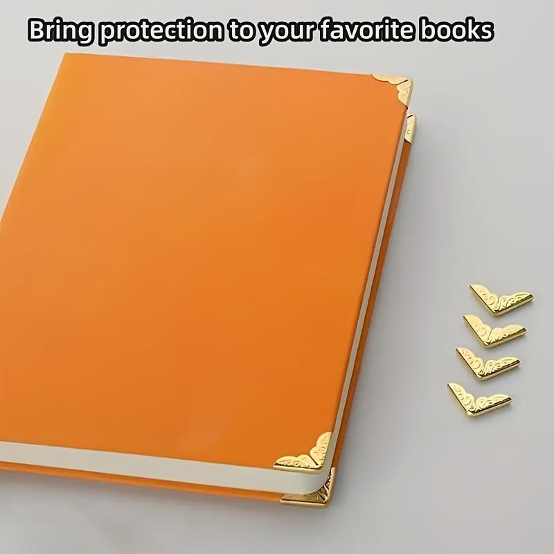 20 Pcs Golden Metal Book Corner Protectors, Luxurious and Elegant Book Corner Covers, Suitable for Student Books, Office Documents and More