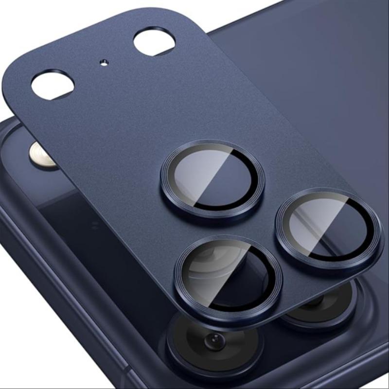 Aluminum Alloy Metal Lens Protector Film for iPhone 17 Pro/iPhone 17 Pro Max Rear Camera, 9H Ultra-Clear Tempered Glass with Anti-Fingerprint Design