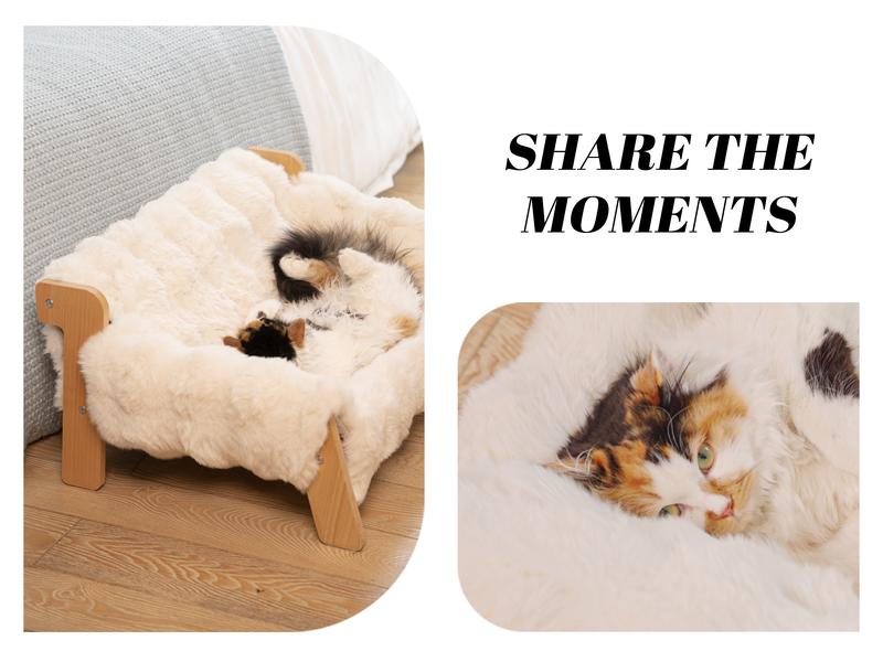 Elevated Pet Couch Bed, Wooden Cat and Small Dog Sofa, Removable Washable Fluffy Cover Raised, Kitty Lounge Chair Suitable for Puppy for Indoor Elevated Pet Couch Bed, Wooden Cat and Small Dog Sofa, Removable Washable Fluffy Cover Raised, Kitty Lounge Chair Suitable for Puppy for Indoor