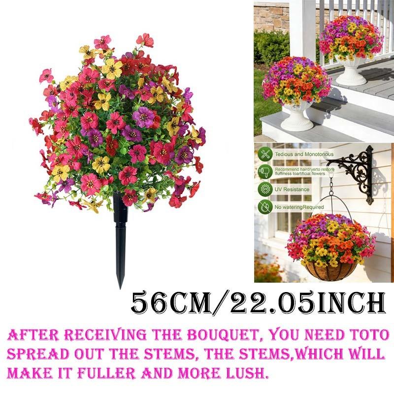 2 Bundles Artificial Violet Rose Bushes, Outdoor UV-Resistant Waterproof Fake Flowers, Patio Garden Decor, Low Maintenance, Christmas Decoration