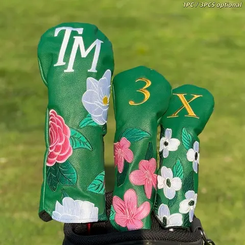 Peony Flower Embroidery Golf Club Head Covers, Golf Item, Dustproof & Durable, Ideal for Hybrid Driver, Fairway Wood, Perfect Gift for Holidays