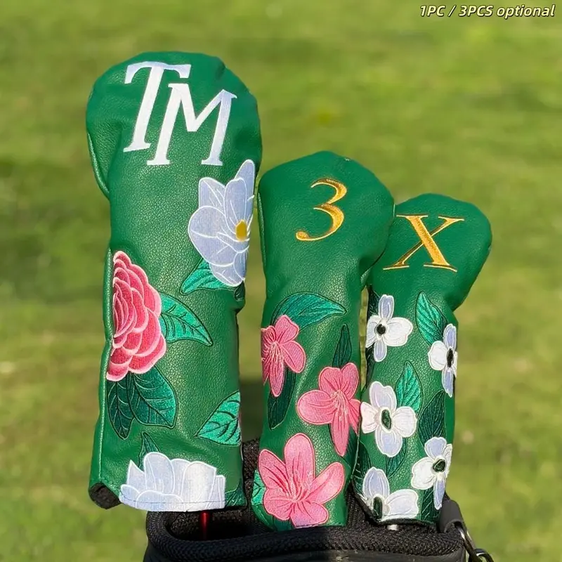 Peony Flower Embroidery Golf Club Head Covers, Golf Item, Dustproof & Durable, Ideal for Hybrid Driver, Fairway Wood, Perfect Gift for Holidays