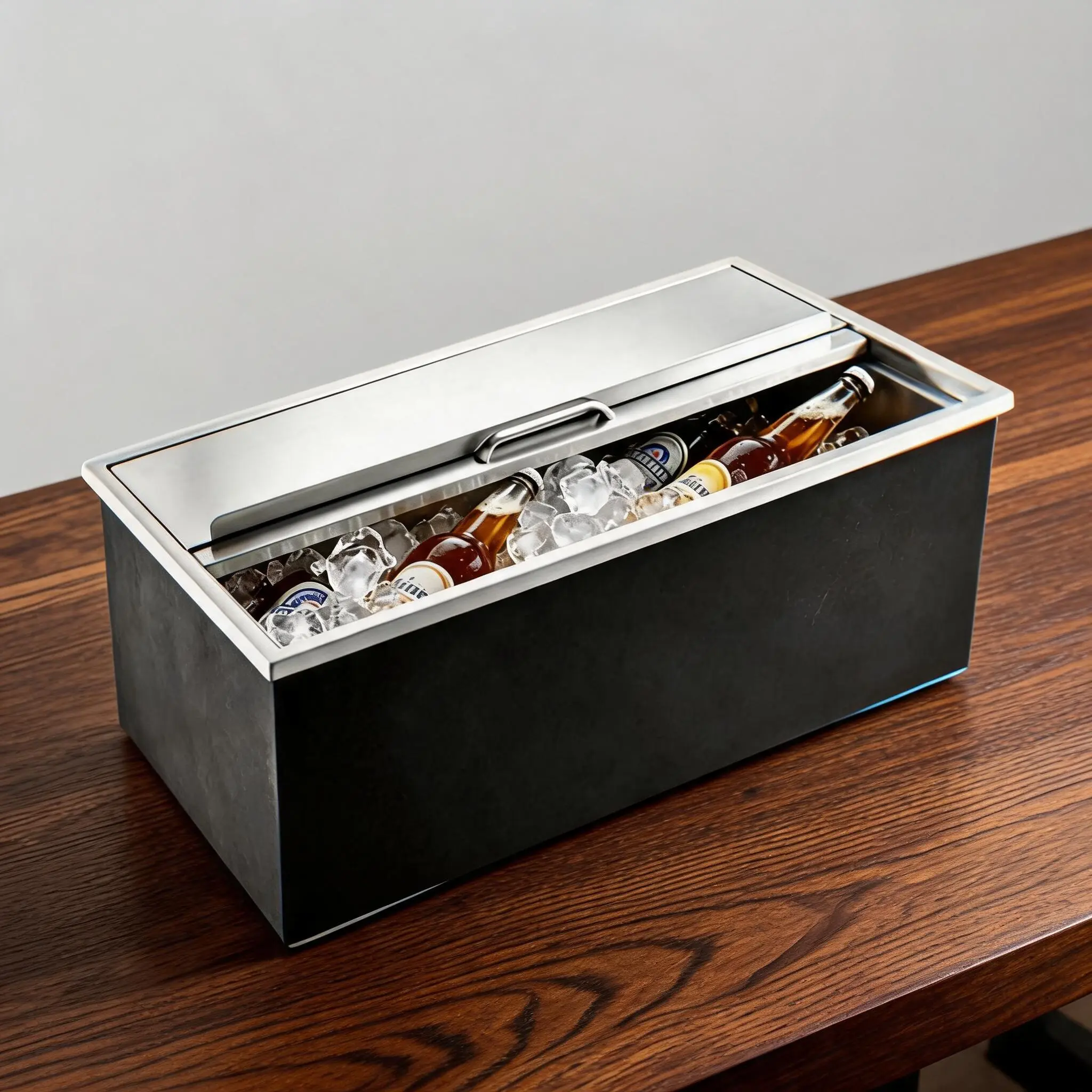 304 Stainless Steel Commercial Ice Bin with Sliding Cover, Large Insulated Ice Tub for Bar & Restaurant, Sealed Drainage System, Rustproof