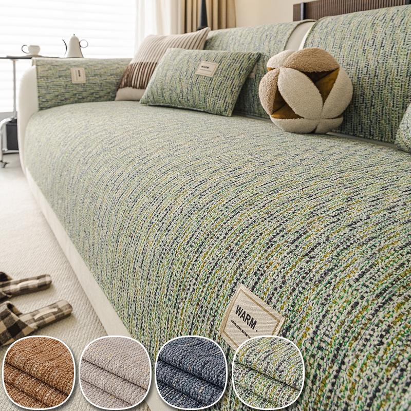 1pc Warm Label Chenille Sofa Cover, All Season Non-Slip Sofa Slipcover, Pet-Friendly Furniture Protector, Machine Washable Couch Mat for Living Room Home Decor