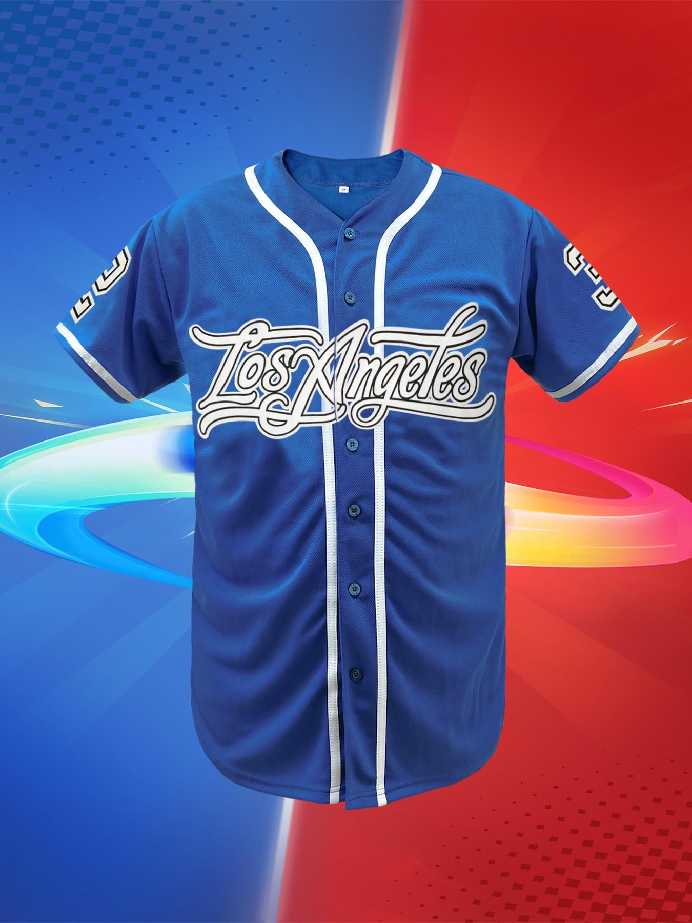 Los Angeles Baseball Jersey for Men Women, Vintage Short Sleeve Button Down Baseball Shirt, Unisex Casual Athletic Hip Hop Streetwear Summer Tops