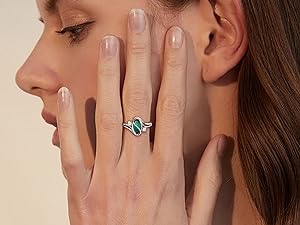 Exquisite 925 Sterling Silver Mood Rings Moonstone for Women Vintage Handmade Victorian Rings Oval Solitaire Ring 18K White Gold Plated Color Change Mood Rings Trendy Womens Jewelry