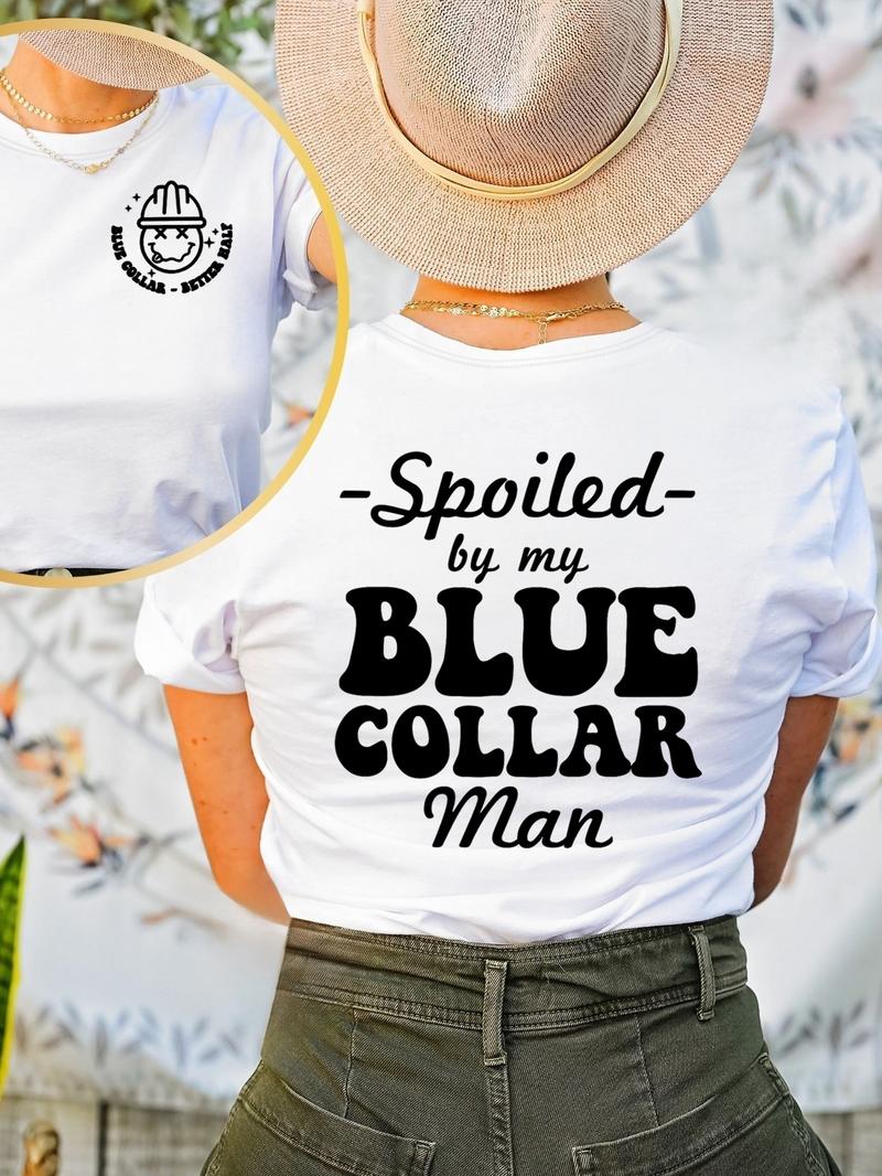 Women's Cartoon Face & Slogan Print Drop Shoulder Tee, Casual Comfy Round Neck Half Sleeve T-shirt for Daily Wear, Vintage Graphic Tees, Women's Top for All Seasons