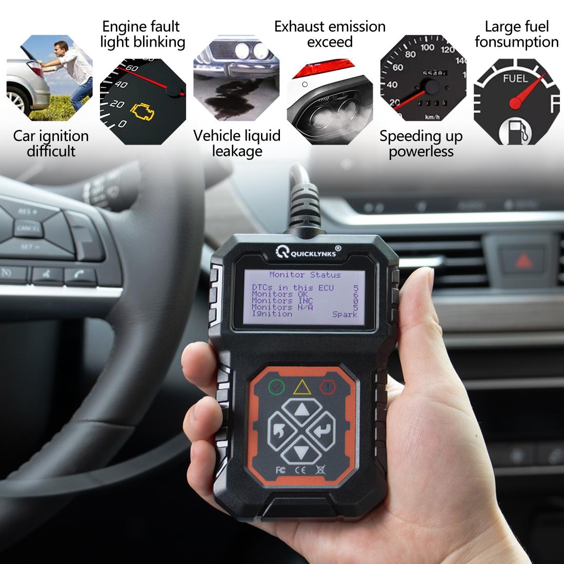 QUICKLYNKS-Car Full OBD2 EOBD Scanner Auto Engine System Diagnostic Tools Automotive Professional Code Reader Fuel Vehicle QUICKLYNKS-Car Full OBD2 EOBD Scanner Auto Engine System Diagnostic Tools Automotive Professional Code Reader Fuel Vehicle