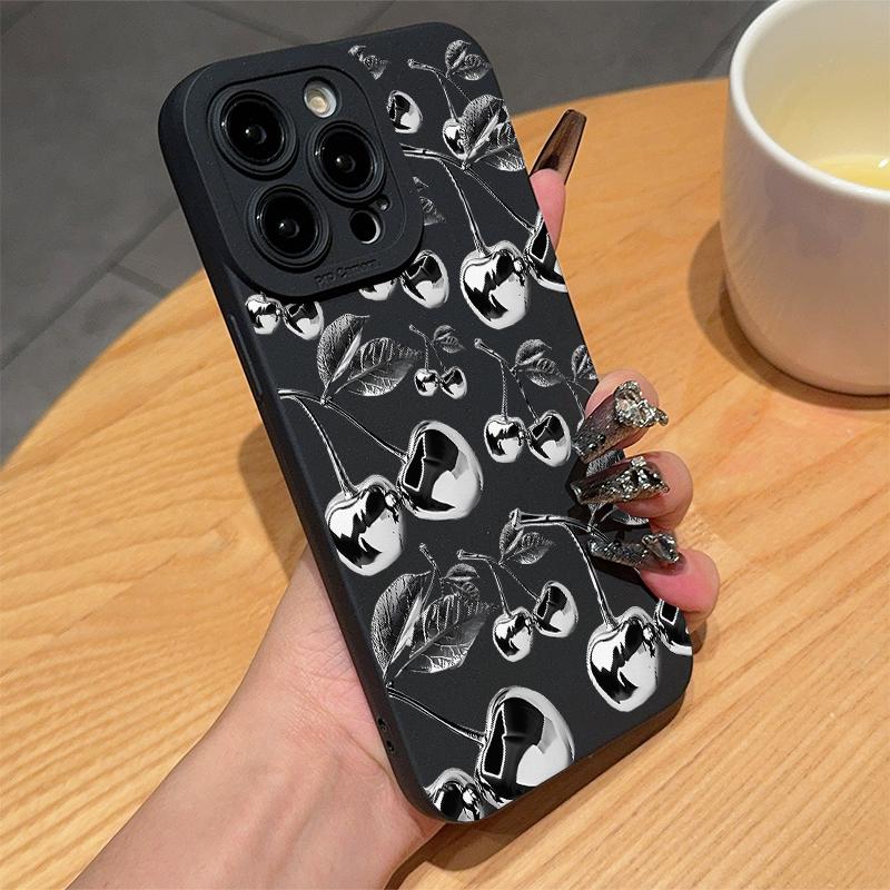 Cherry Pattern Phone Case, Anti-drop Cellphone Protective Case, Total Protective Shockproof Mobile Phone Cover for iPhone