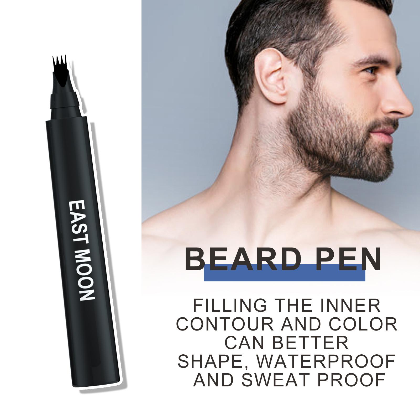 East Moon 3-in-1 Unscented Beard Shaping Pen Kit with Brush, Waterproof Sweatproof Filler Tool for Men, Long-Lasting Beard Care Solution for Patchy Areas