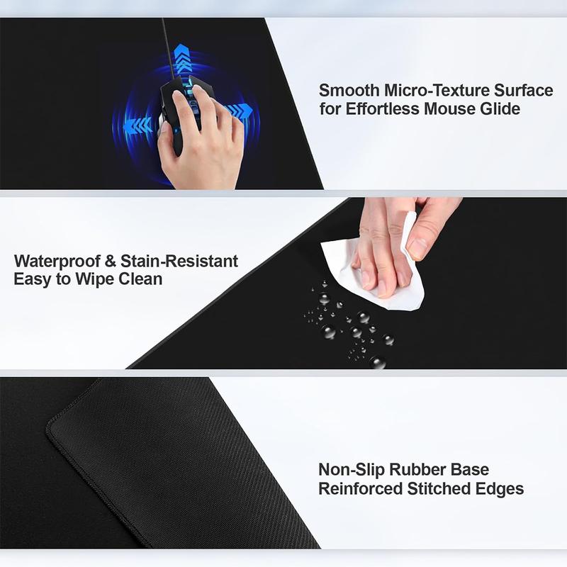 Wireless Charging Mouse Pad, 31.5"x15.8" Large Gaming Desk Mat with 15W Fast Charging, Ultra-Smooth Surface, Non-Slip Base, Waterproof Mousepad Keyboard Pad for PC, MacBook, Laptop