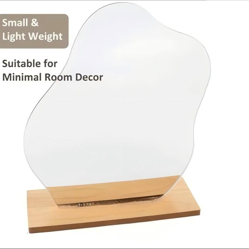 Style Irregular Wooden Makeup Mirror, Desktop Unique Shape Touch-Up Mirror, Photo Atmosphere Enhancer, Perfect for Beauty Lovers