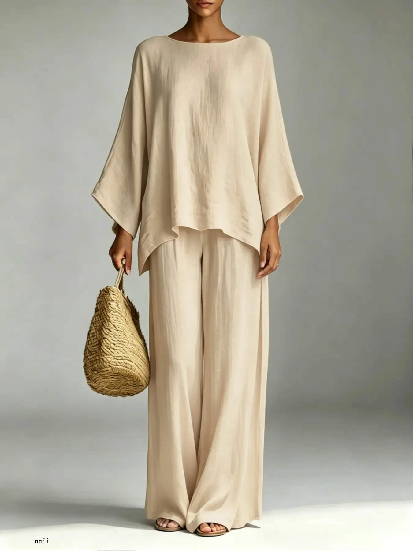 Boho Style Women's Pajama Set, Loose Breathable Long Sleeve Top and Flowy Wide Leg Pants, Comfortable Home Wear, Ideal for Relaxing at Home or Travel