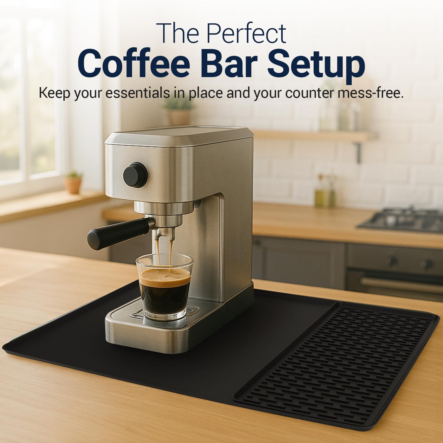 Silicone Coffee Mat, Absorbent Non-Slip Pad, Bar Counter Mat, Foldable Coffee Accessory, Drainage Design, Suitable for Espresso Machines, Kitchenware, Coasters
