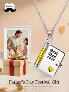 Unique Father's Day Gift, Special Edition Flip Book Engraved Necklace with Loving Message, Elegant Gold and Silver Color Chain, Meaningful Keepsake for Dad and Husband  Suitable for various occasions, Exquisite Jewelry Gift