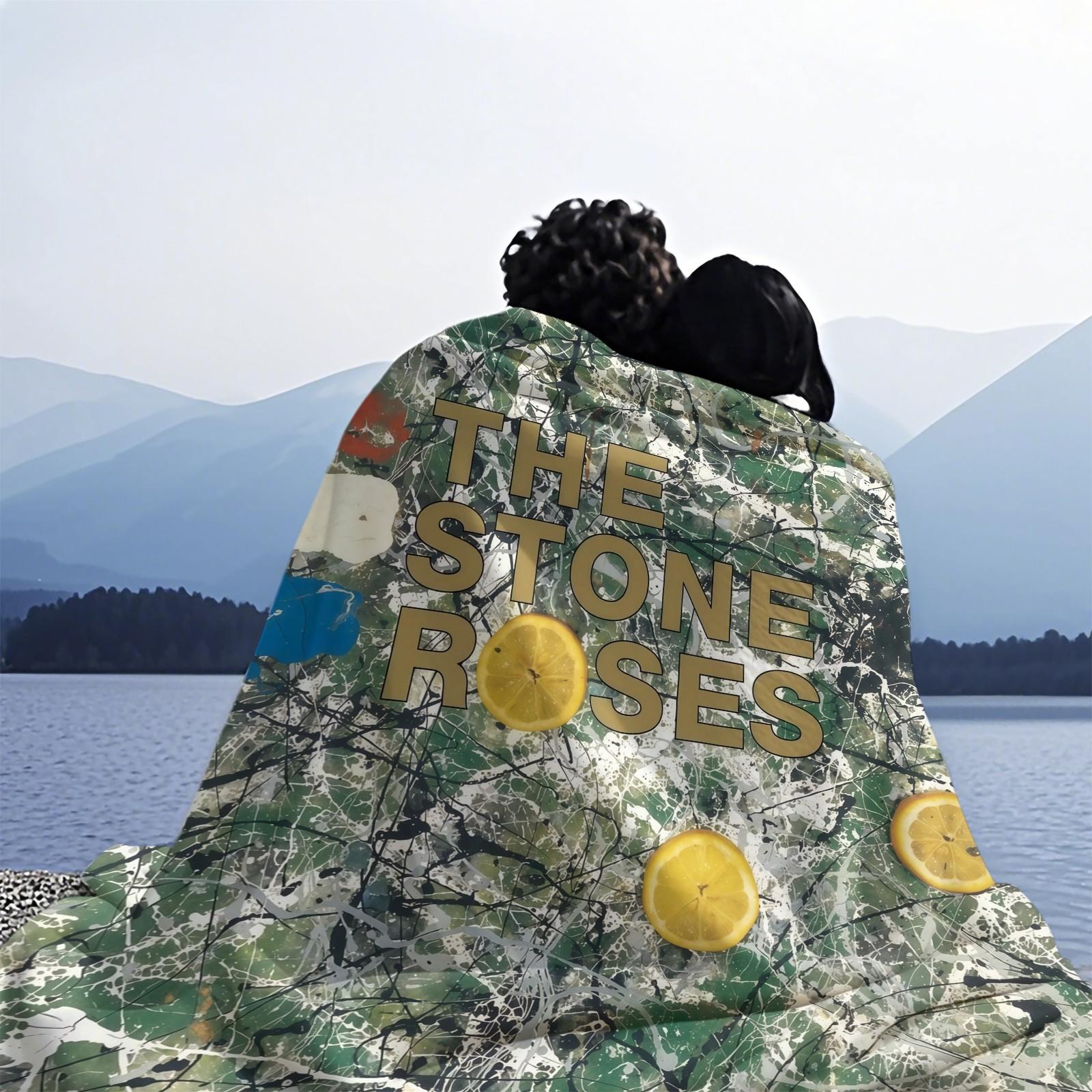 The Stone Roses Throw Blanket, 90s Britpop Indie Rock Band Cozy Fleece Blanket, Retro Music Album Cover Themed Blanket for Sofa Bed, Perfect Gift for Music Lovers & Rock Fans