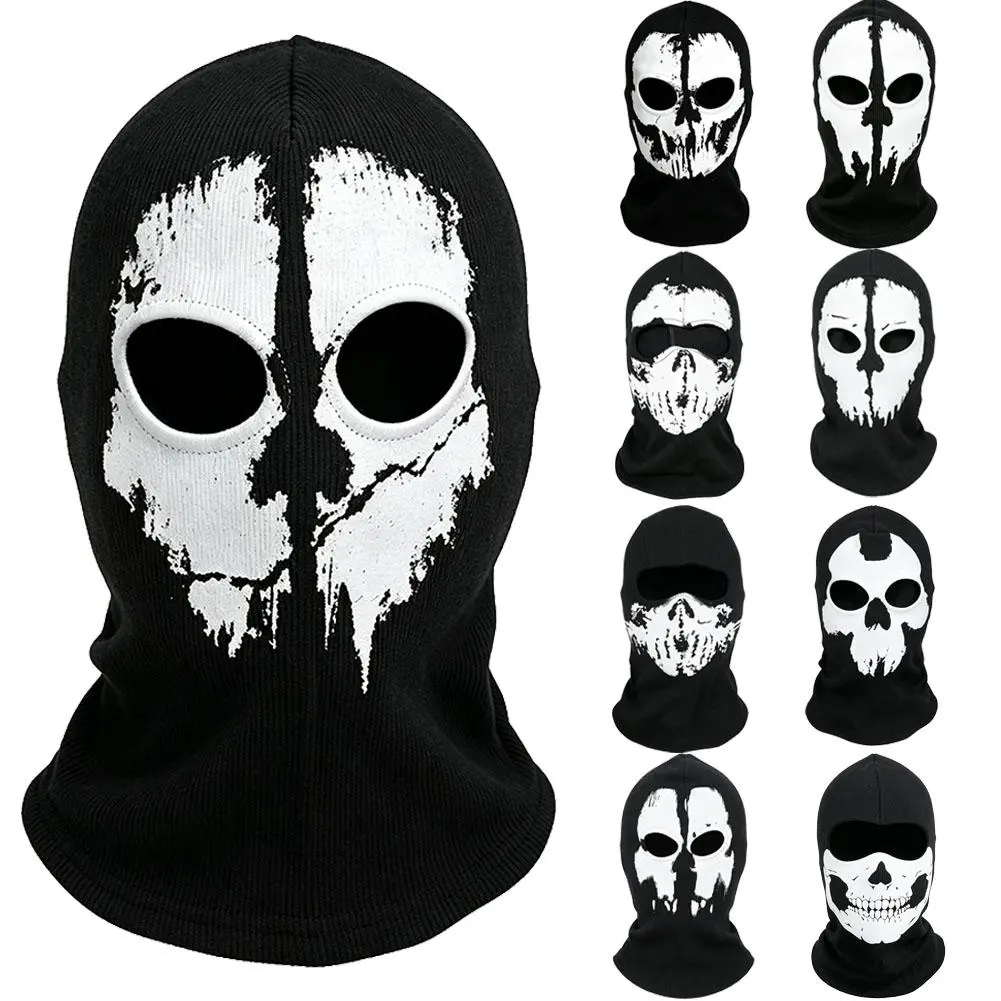 Skull Print Balaclava Soft Full Face Mask Windproof Face Cover Winter Neck Warmer for Ski Cycling Halloween Cosplay Outdoor Sports