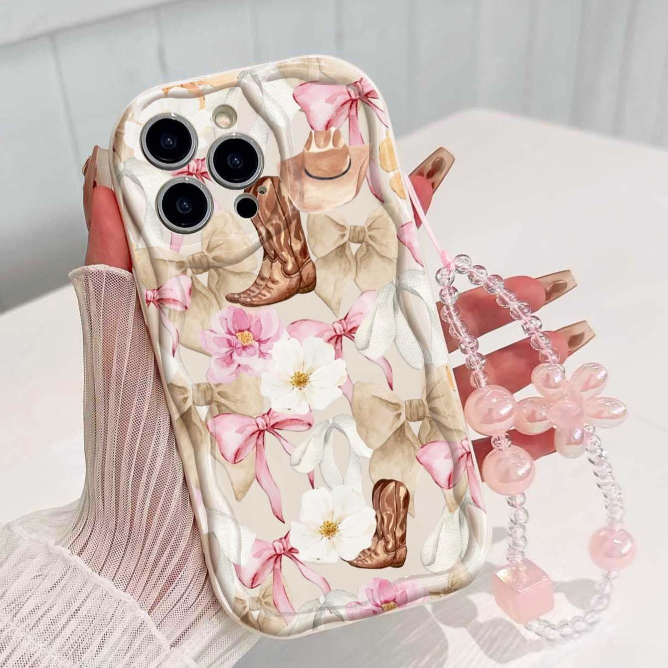 Western Cowboy Boots Flower Design Tpu Case, Shockproof Phone Cover for Apple iPhone 17 Pro Max/16/16 Pro Max/11/13/14/15, Girl's Gift