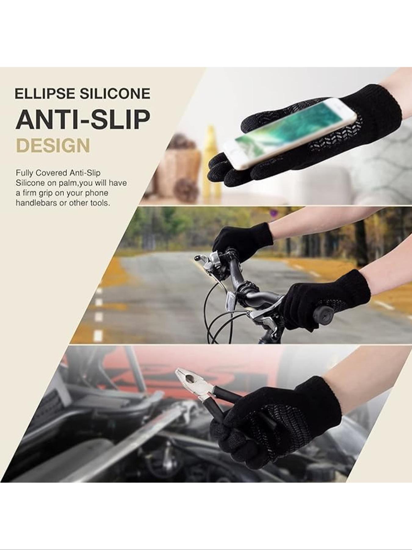 Warm Winter Touchscreen Gloves, Fitted Knit Mitts with Elastic Cuff, Casual Style for Fall & Winter, Unisex Texting Gloves