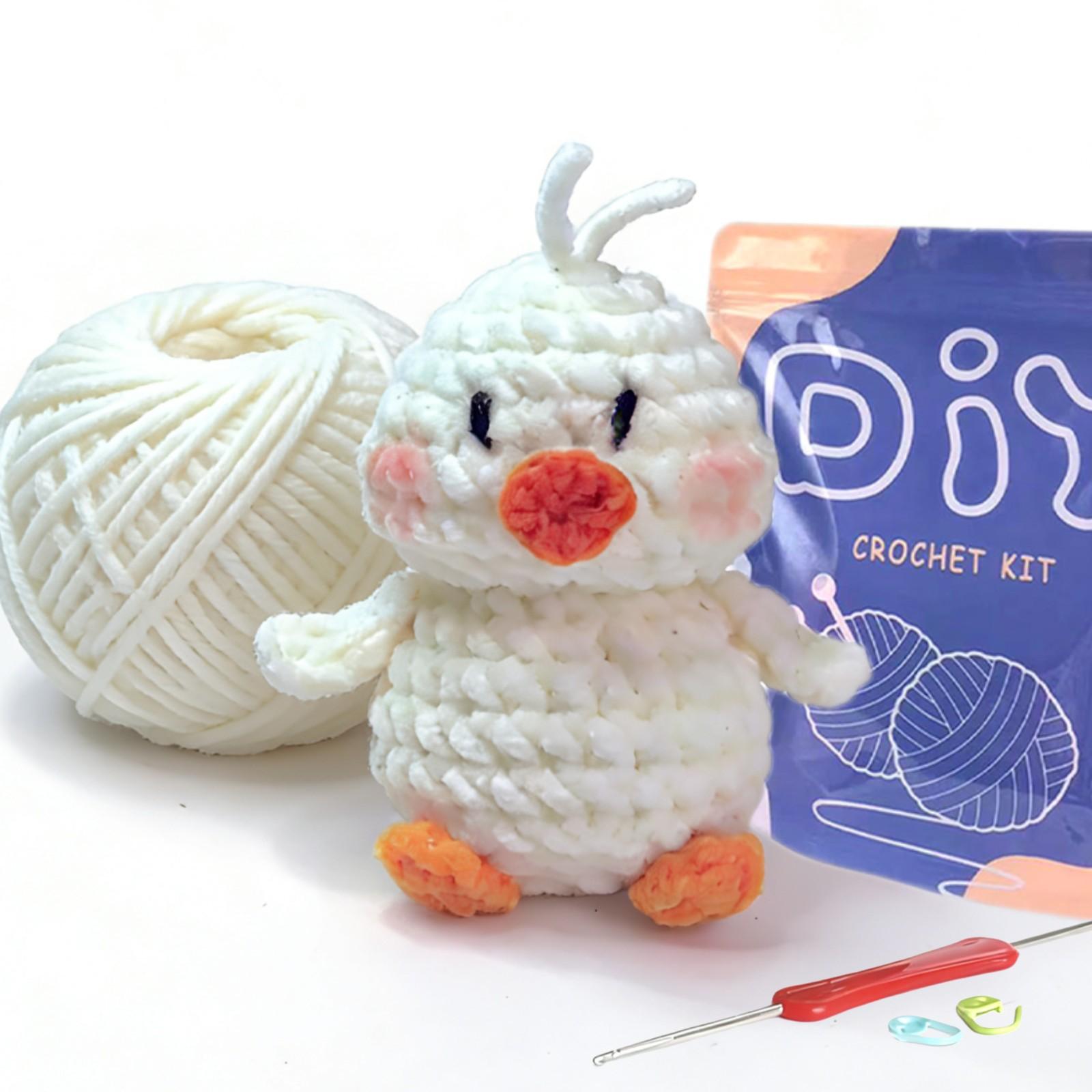 Duckling Crochet Material Package, Cute Crochet Stuffed Animal Kit for Beginners, Includes Yarn, Video Tutorials, Seam Markers and Instructions, Perfect Gift Idea for Birthdays, Handmade Crochet Duck