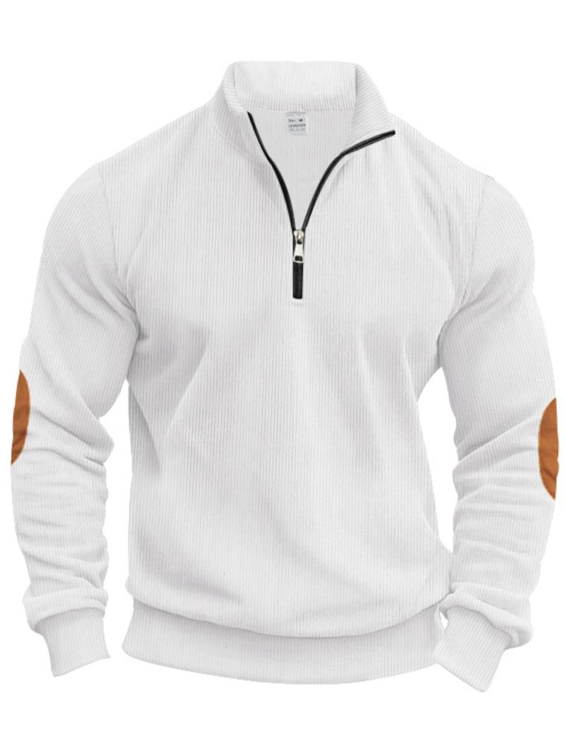 Men's Colorblock Patchwork Half Zip Sweatshirt, Regular Fit Casual Retro Long Sleeve Collared Pullover for Spring & Fall, Fashion Men's Top for Daily Wear, Hoodie