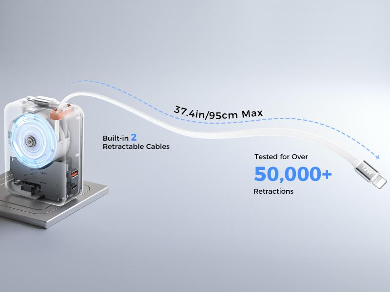 SUPERONE 4-in-1 Retractable Phone Chargers with Dual Cables 62W PD 35W Fast Charging for iPhone Samsung Tablets TikTokShopHolidayHaul gift Cellphone Device Electronic Smartphone Automatic Usb Digital