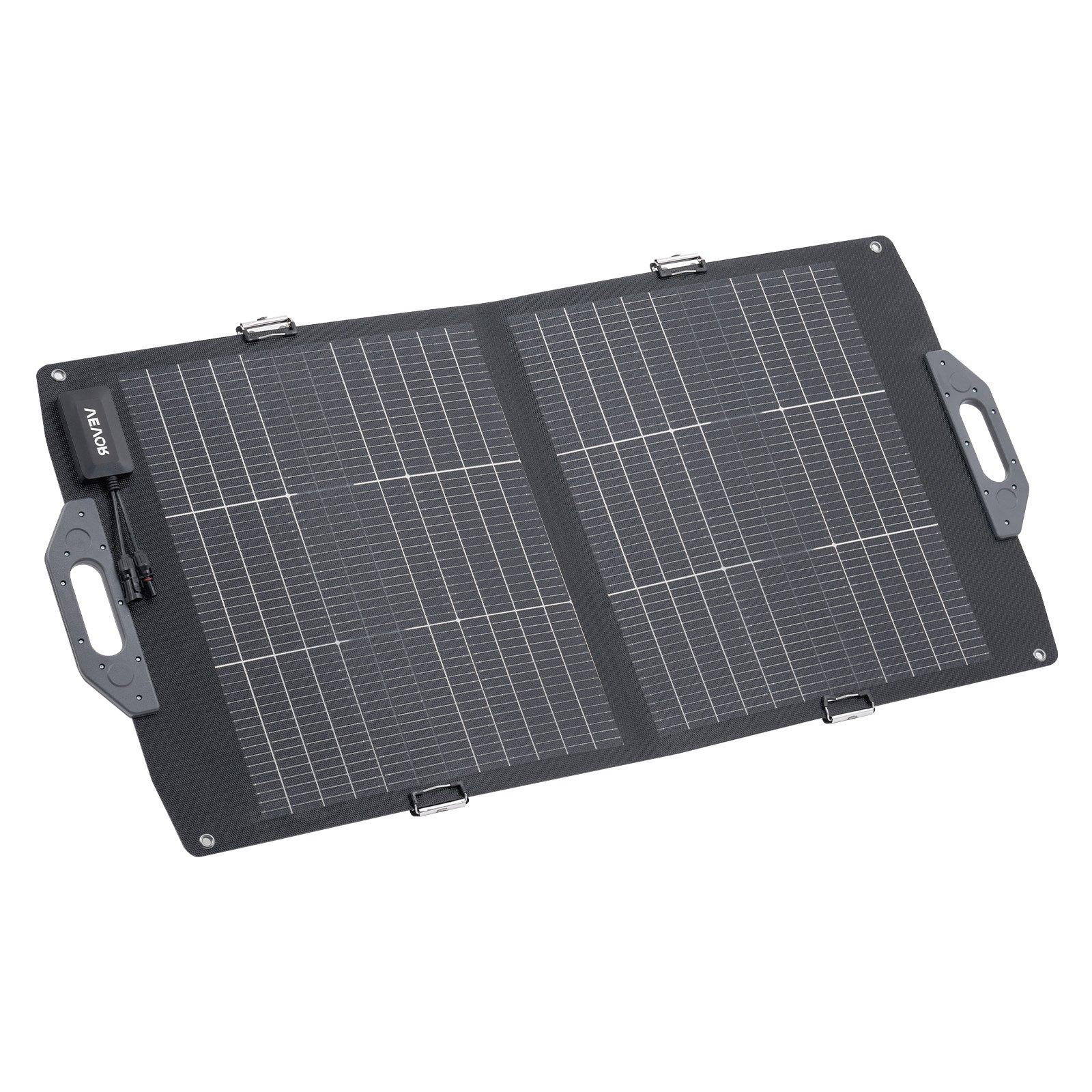 VEVOR 100W Bifacial Solar Panel, 16BB N-Type Foldable Monocrystalline Solar Panel Charger 24 Efficiency, Portable with MC4 Output, USB-A (QC3.0), Type-C DC Ports for Power Stations Camping Hiking