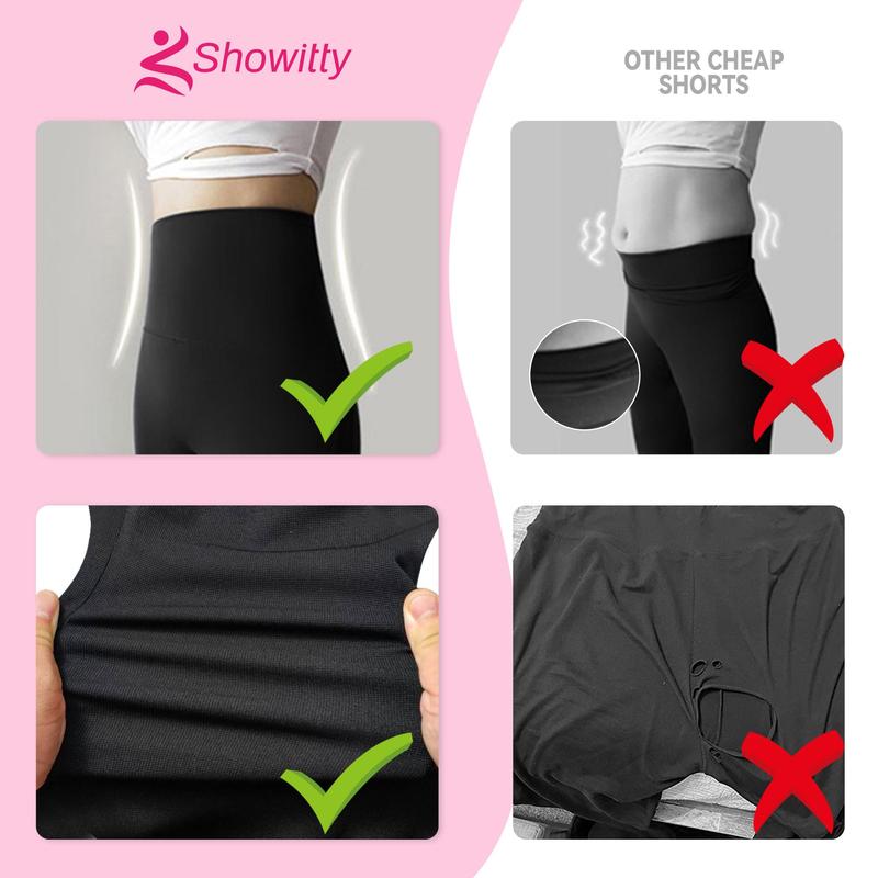 Showitty 1/3 Pack Biker Shorts Women with Pockets 11” Shorts High Waist Casual Daily Wear Comfortable Fit