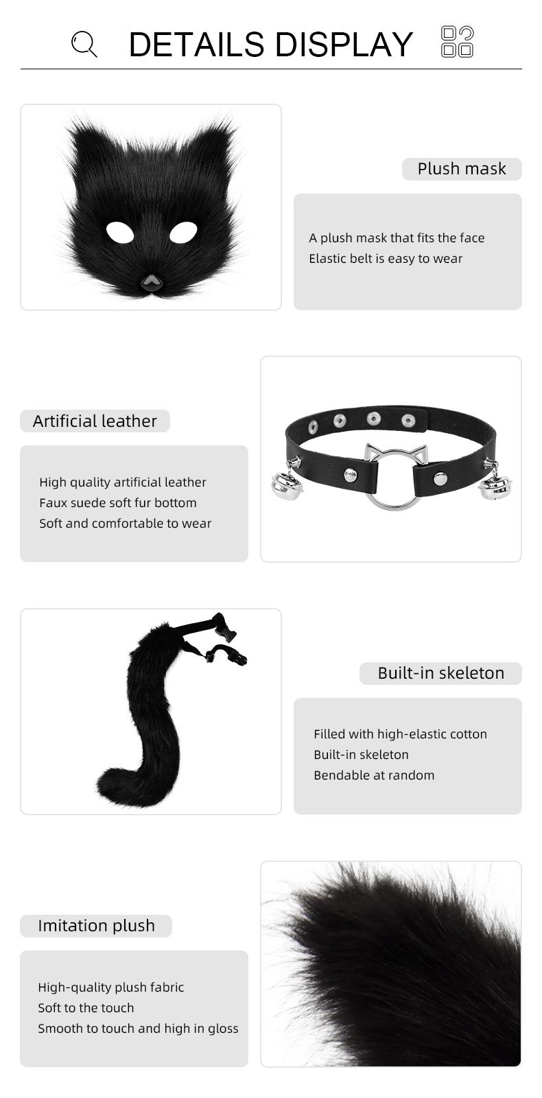 Fox Cosplay Set - Mask, Tail and Collar | Cute anime style costume for parties or Halloween