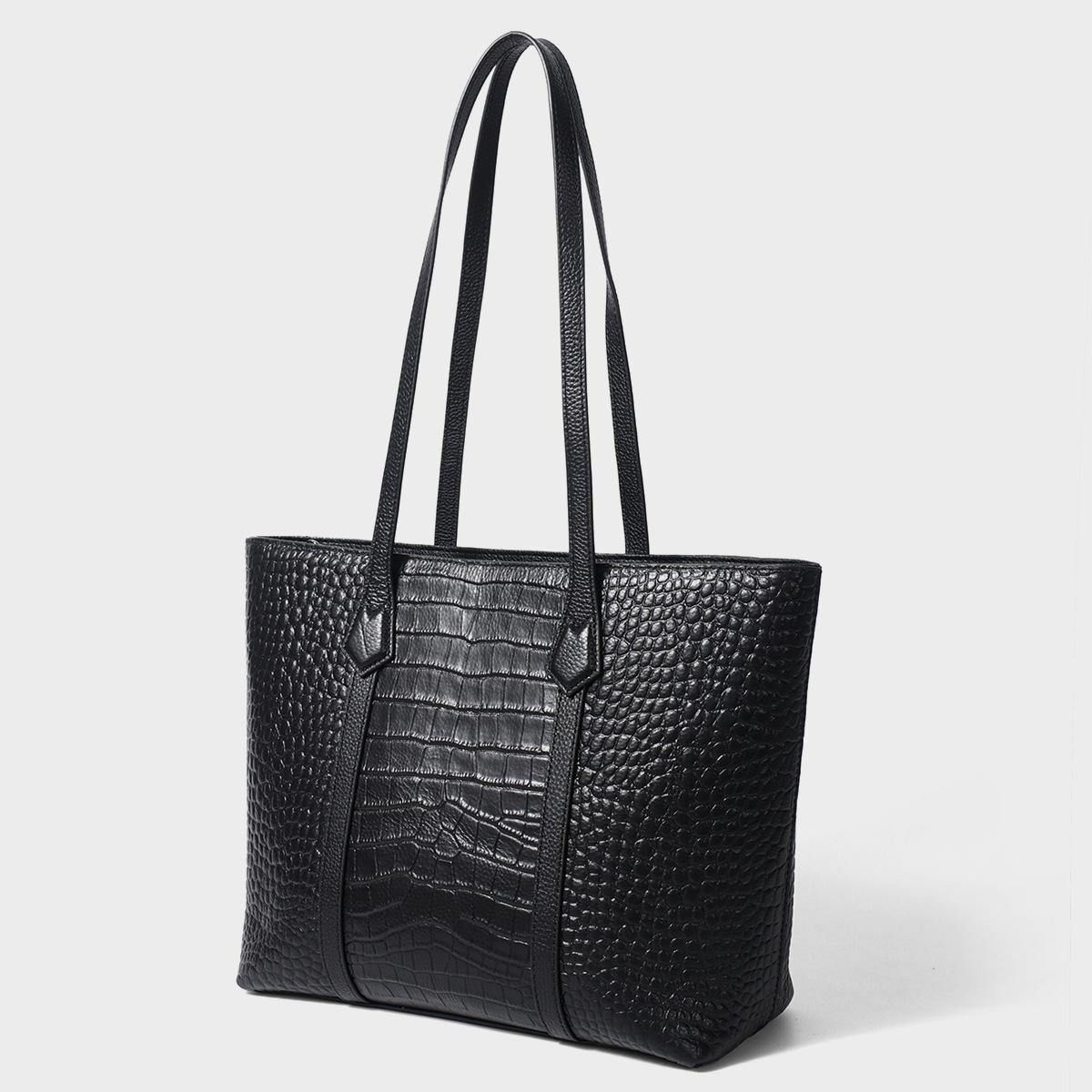Cross-border leather alligator pattern Cowhide Bag large-capacity women's new versatile casual shoulder bag premium daily commuter tote bag 2026
