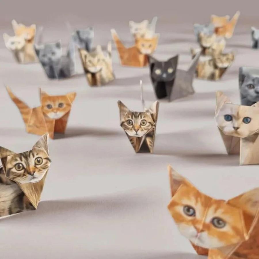 DIY Paper Foldable Cats, Stackable Artistic Decorative Desk Decor Ornaments, Perfect for Office Party Gifts & Christmas Decorations, Unique Gift Idea for Cat Lovers