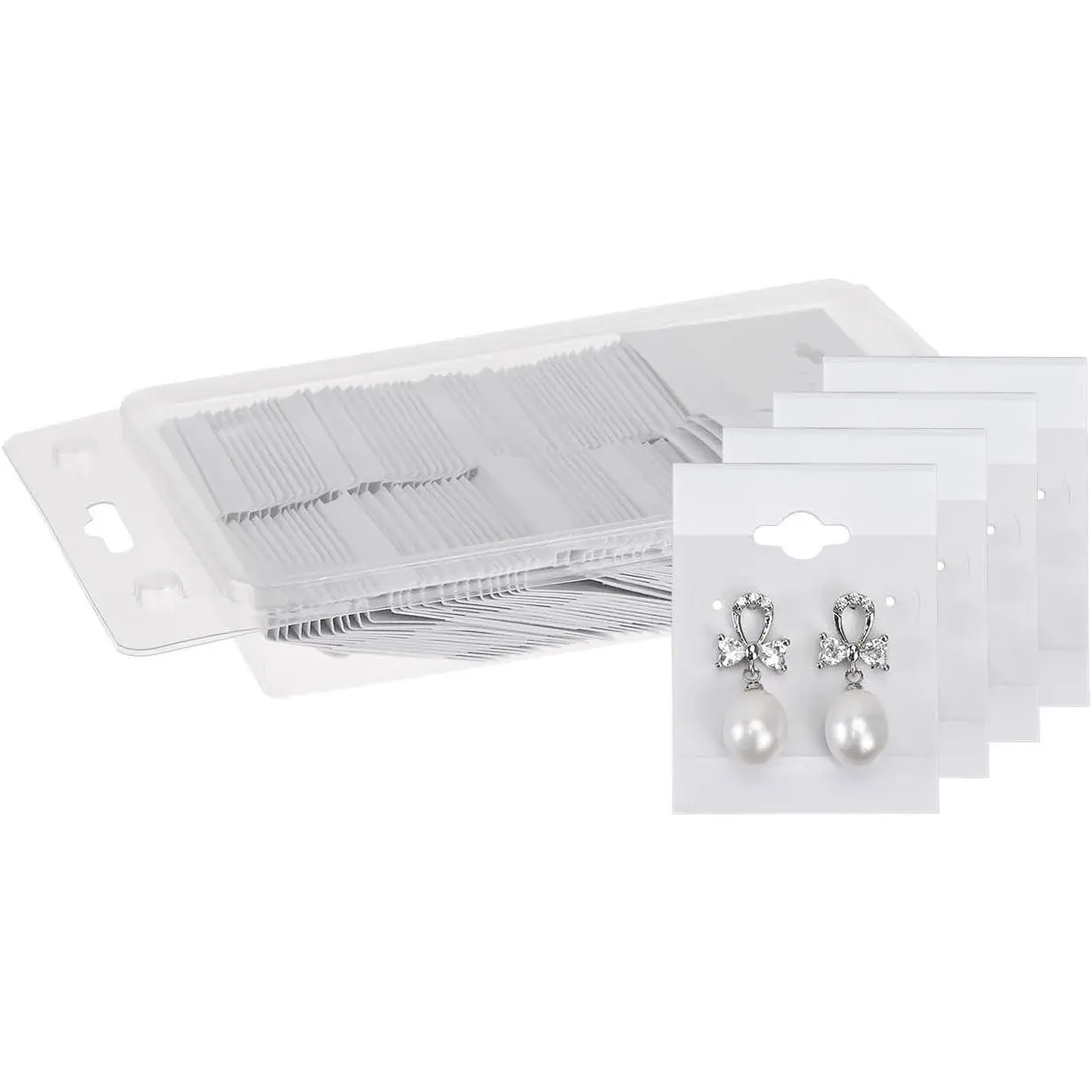 100 Pieces 1.5 x 2-Inch Plain White Velvet Hanging Earring Cards, Earring Holders Display Cards for Ear Studs, Hooks, Clip Earrings, Plastic Jewelry Display Cards
