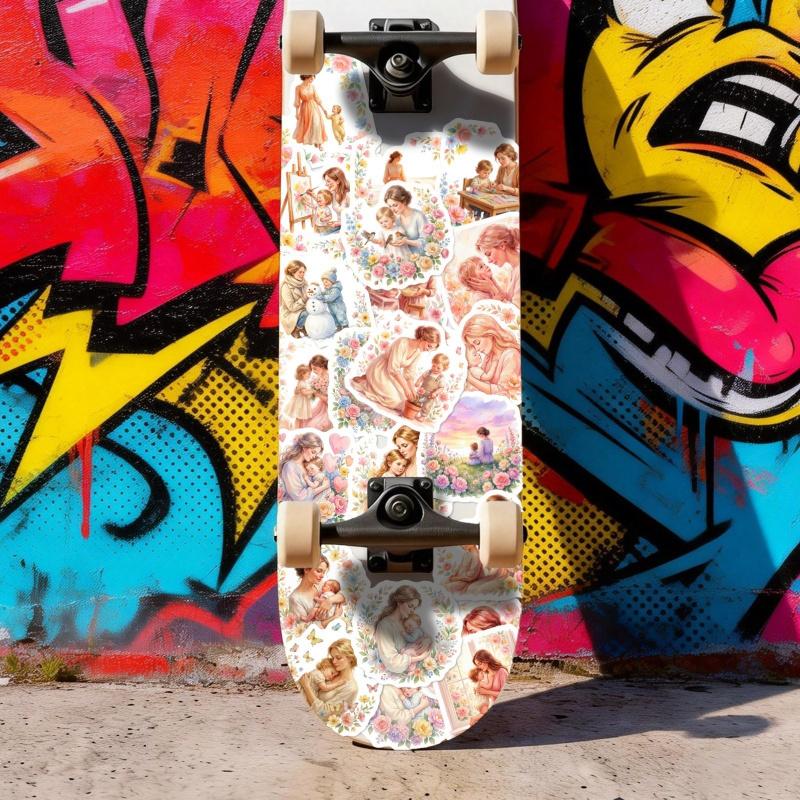 New watercolor Mother's Day floral stickers with motherly love theme, 50 sheets Ins-style gift packaging decoration stickers