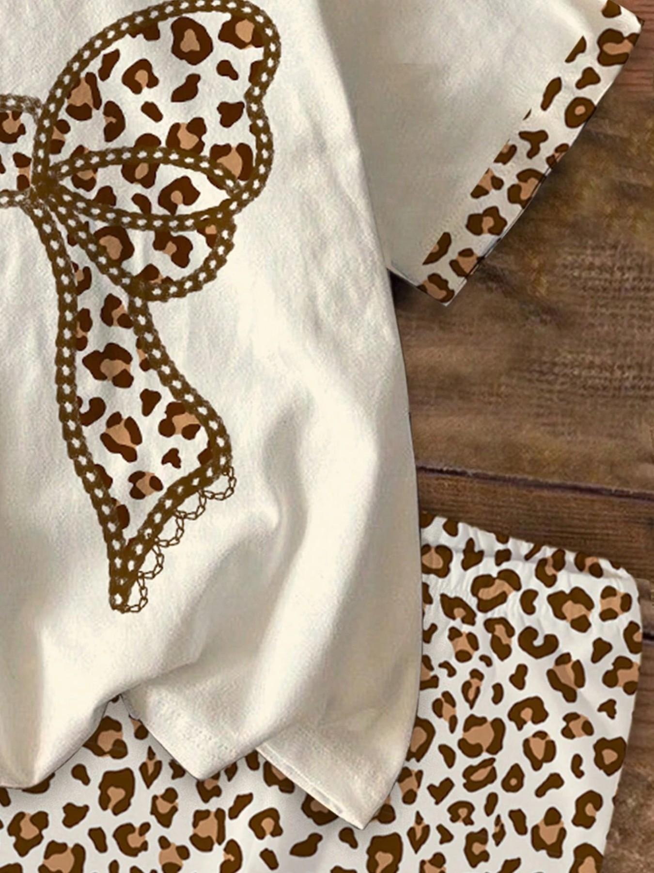 Girls' 2-Piece Set, Striped Heart Print T-Shirt & Short Pants, Cute Summer, Perfect for Parties & Daily Wear, Sister Matching Clothes