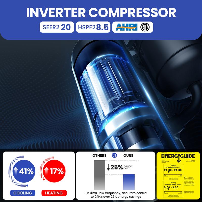 DWVO 9000 BTU 110V Mini Split Air Conditioner Heat Pump System Ductless Wifi SEER19