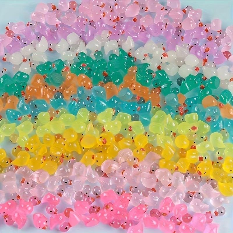 100pcs/200pcs Mini Glow-In-The-Dark Ducks, Resin Craft Decor, Party Gifts, Birthday Presents, Indoor & Garden Decor, DIY Plant Accessories
