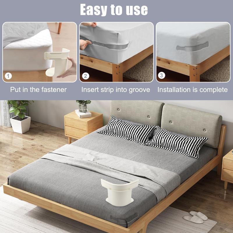 Bed Sheet Holder with Locking Clips, Corner Fitted for All Mattress Sizes Bedsheet Clip Durable BeddingAccessories/ Lock Sheet Holders Keep Sheets Tight Heavy Duty Bed Sheet Holder
