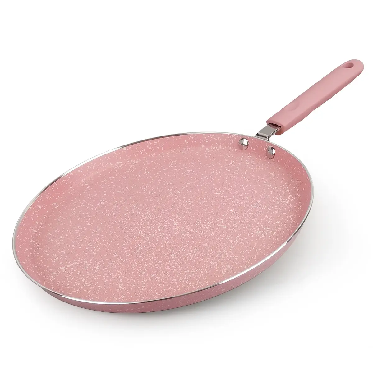 10.2 Inch Non-Stick Marble Crepe Pan, Flat Griddle Pancake Skillet, Compatible with Induction & Gas Stoves, Easy Clean Breakfast Cooking Pan