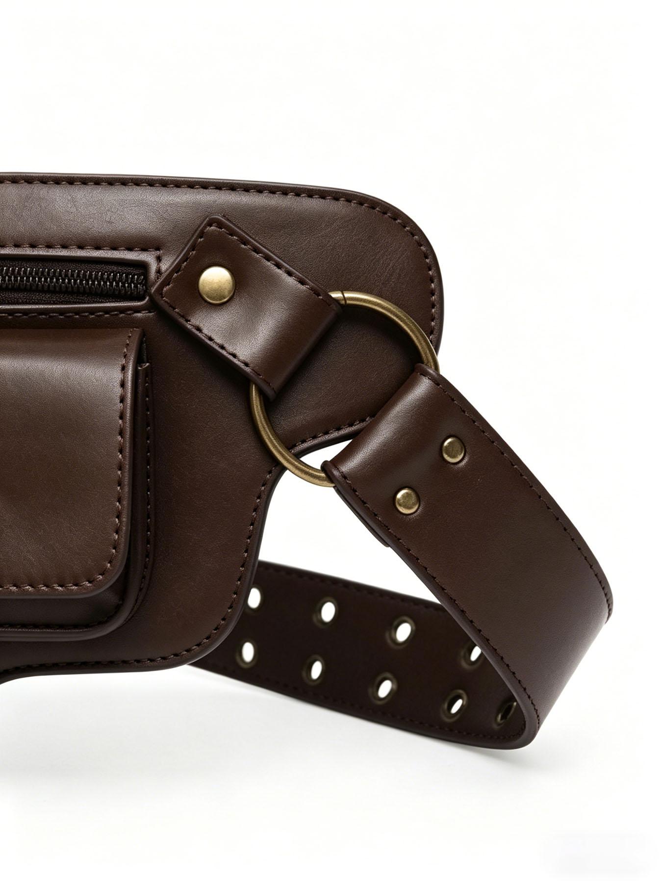 Unisex Streetwear Leather Fanny Pack, Convertible Thigh/Hip/Crossbody Sling Bag, Punk Tactical Waist Pouch, Waist Belt Bag for Men & Women, Festival & Daily Outfit